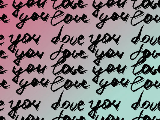 I love you pattern Black Ink illustration