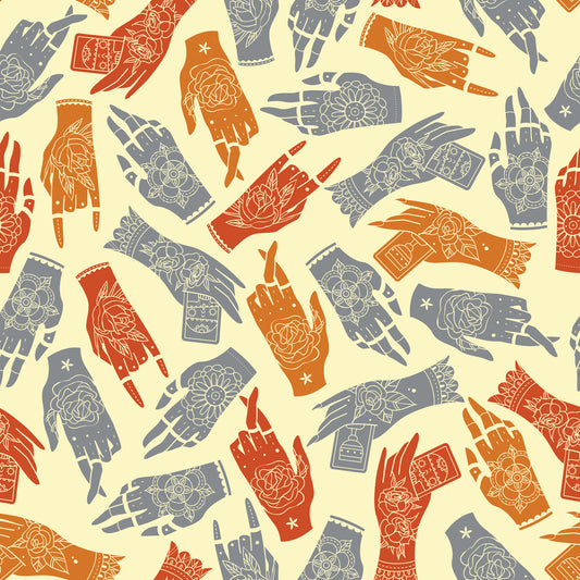 Tattoo hands seamless pattern