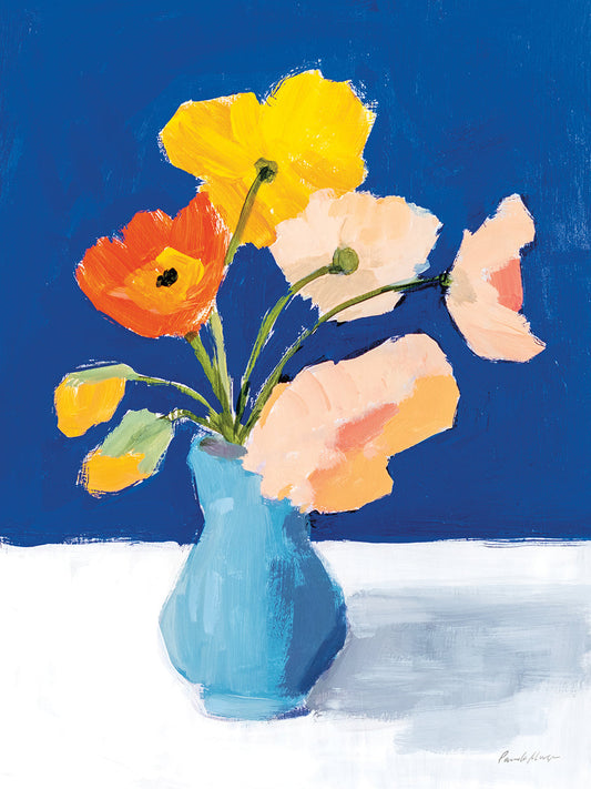 Poppies on Blue